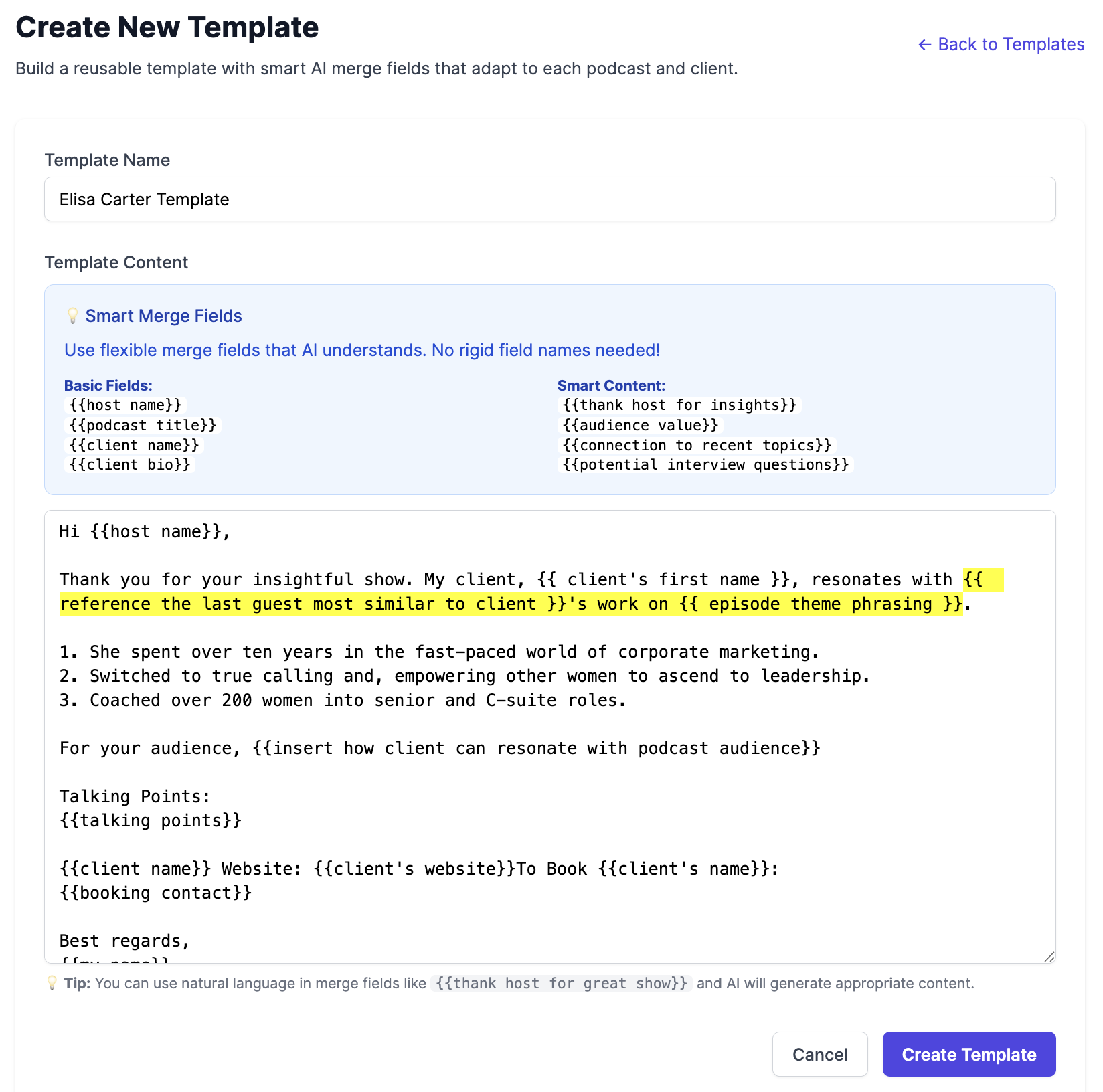 Screenshot of Pitch Template