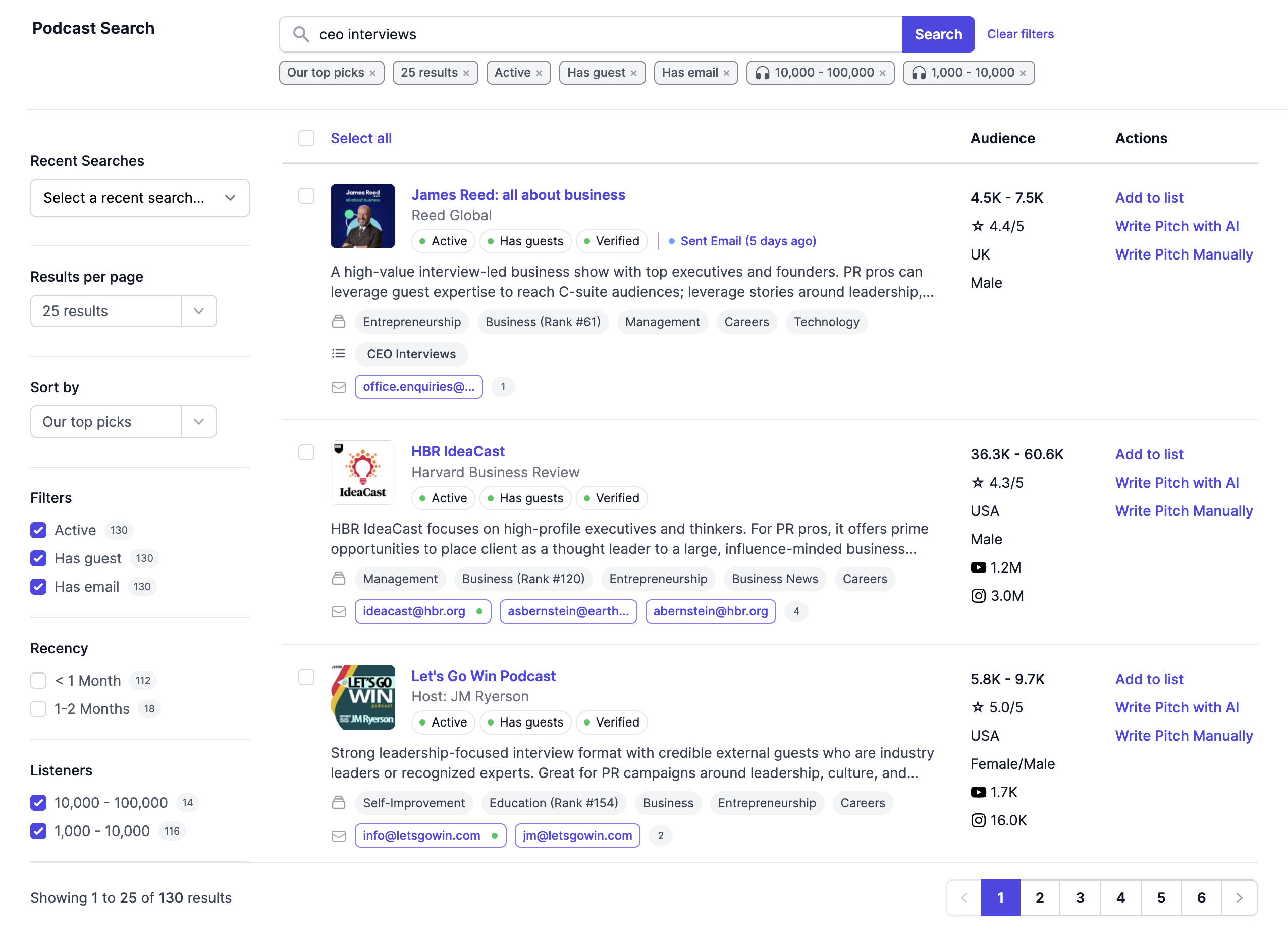 Use filters on podcast search page - Podseeker