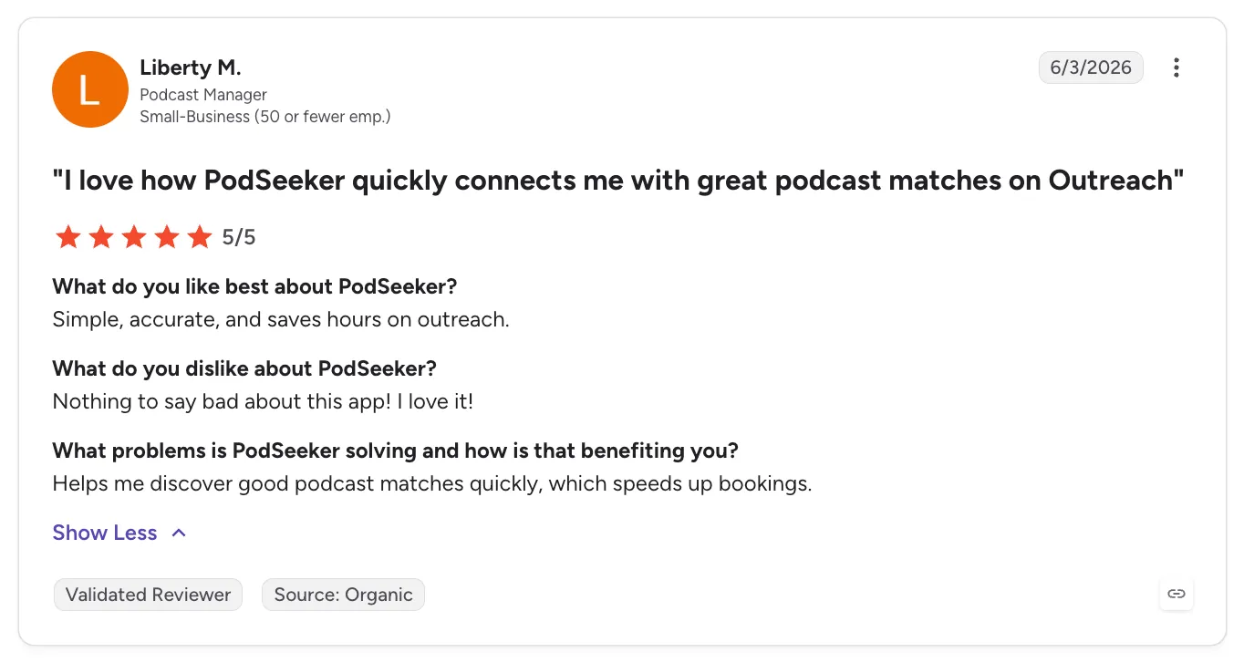 G2 review by Liberty M. - Podseeker