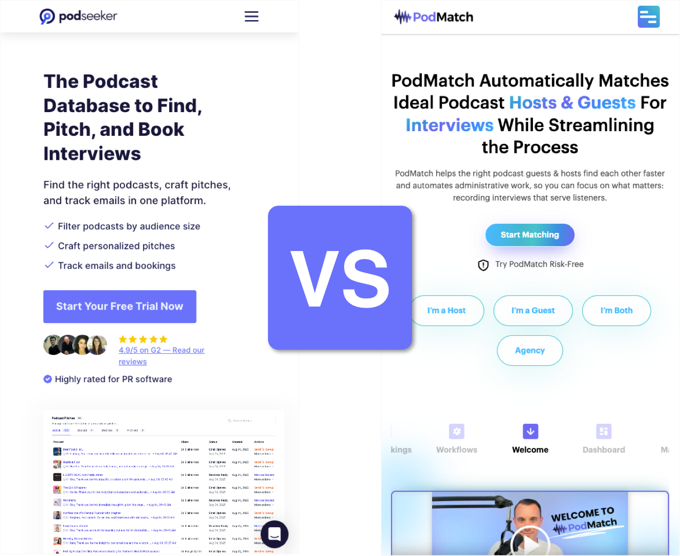 Podseeker vs Podmatch comparison