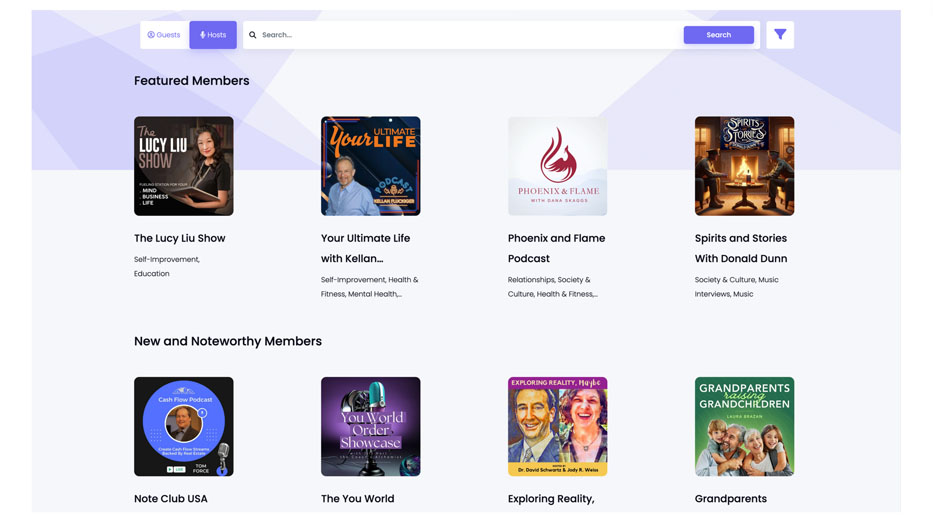 Explore page on Podmatch