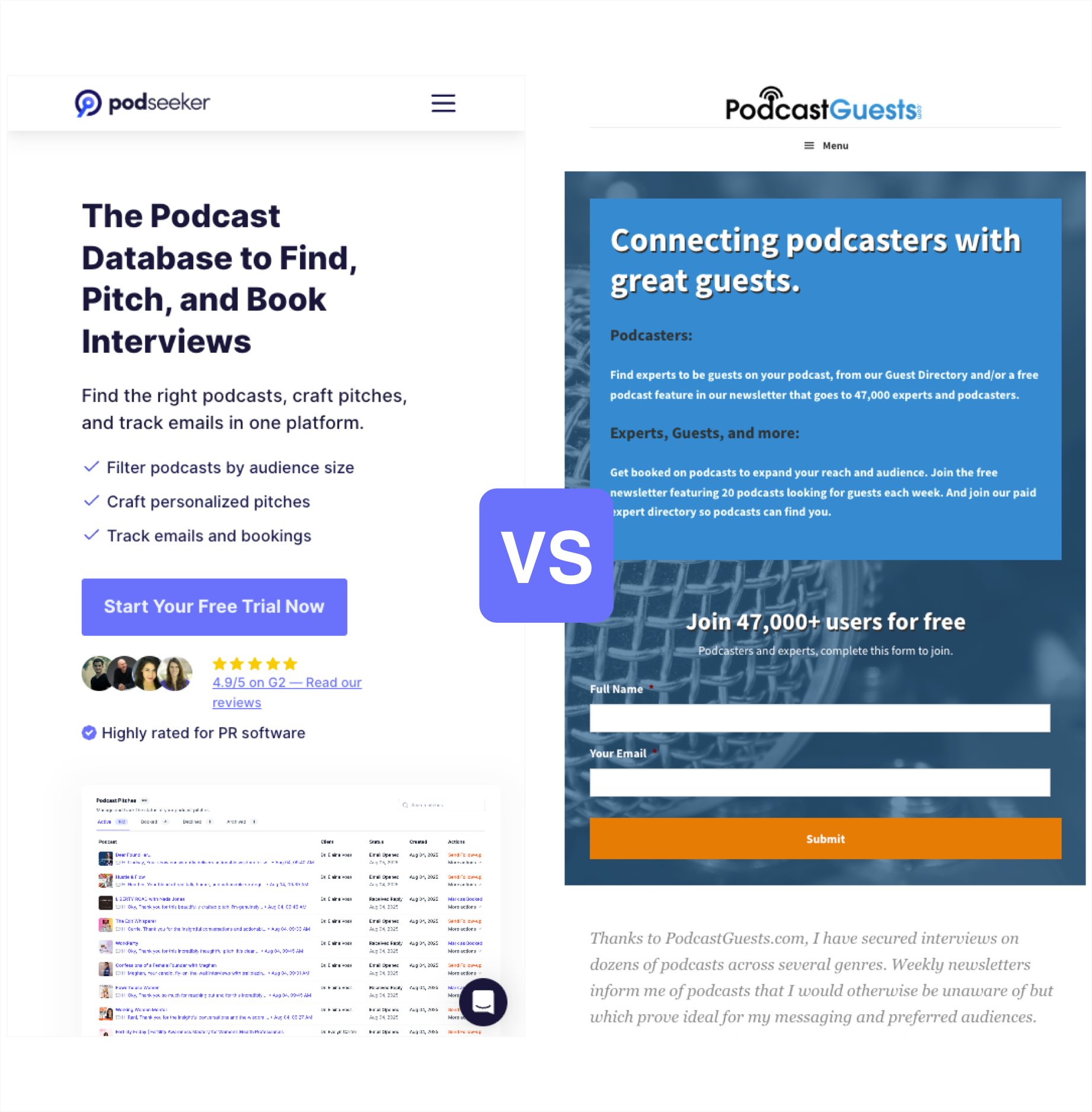 Podseeker vs PodcastGuests.com