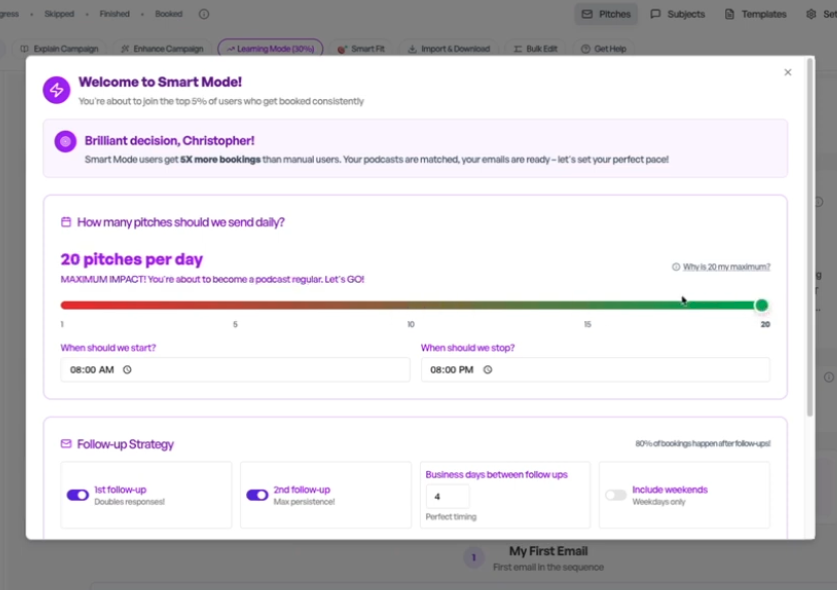 Large scale pitching - PodPitch
