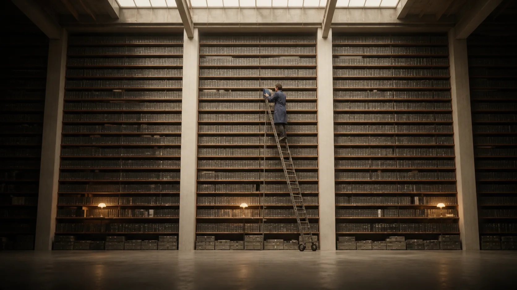 Researcher selecting one record from a monumental audio archive