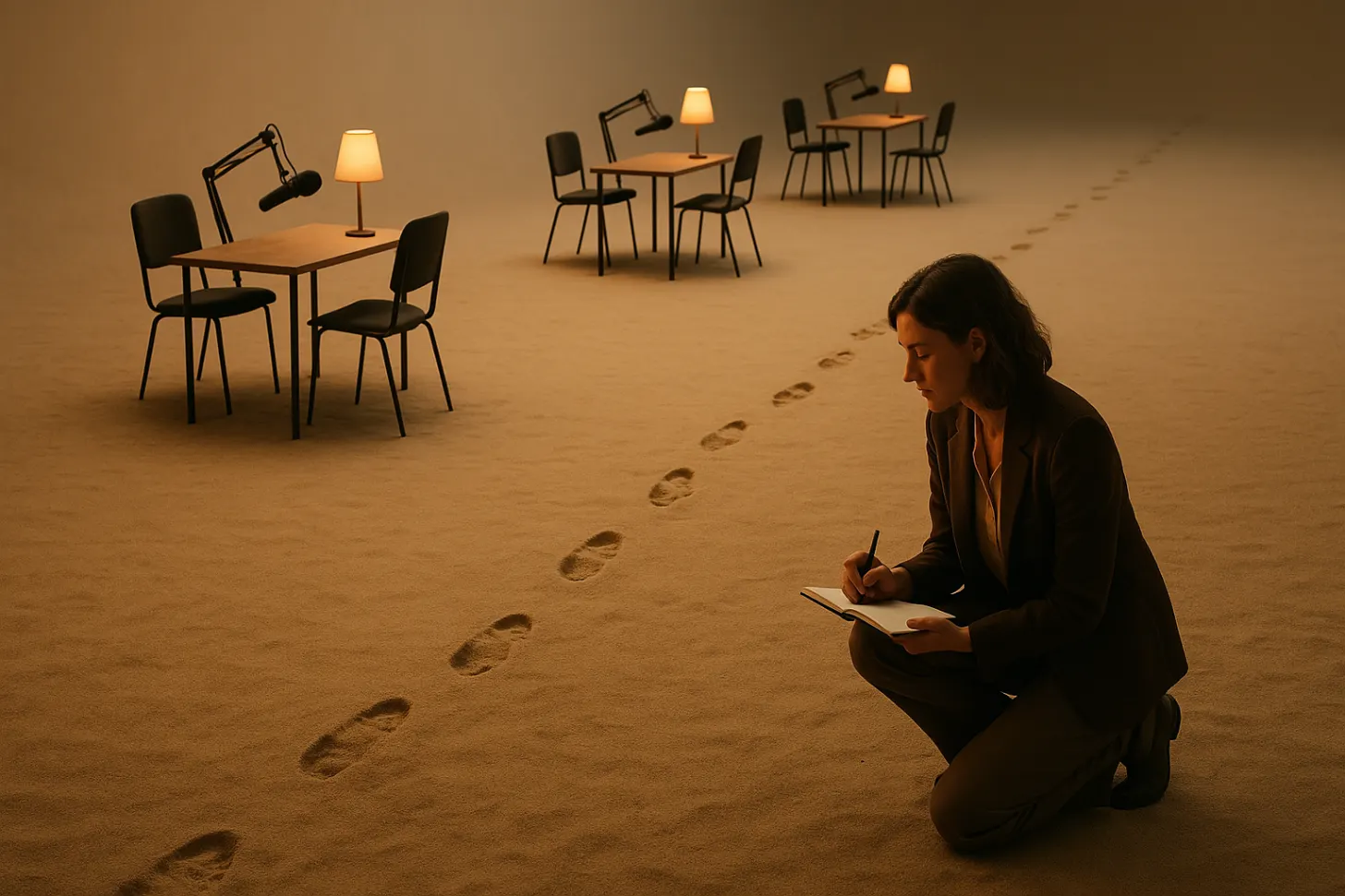 Publicist following a trail of footprints between podcast interview tables