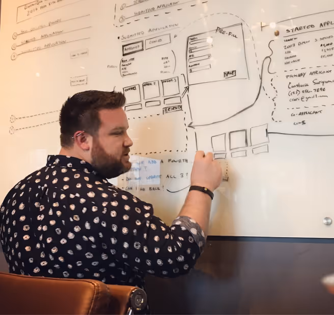 Mighty employee whiteboarding