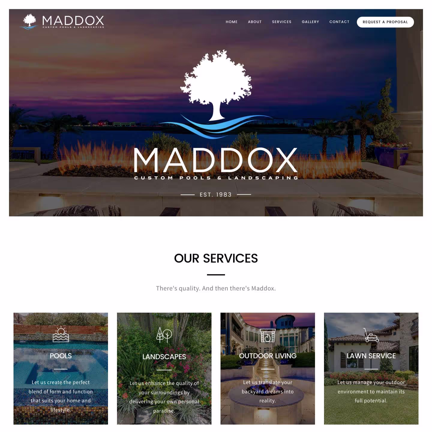 Maddox Custom Pools & Landscaping Website Screenshot
