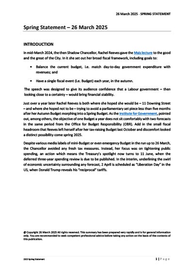 Spring Statement 2025