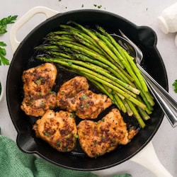 One Pan Garlic Butter Chicken and Asparagus