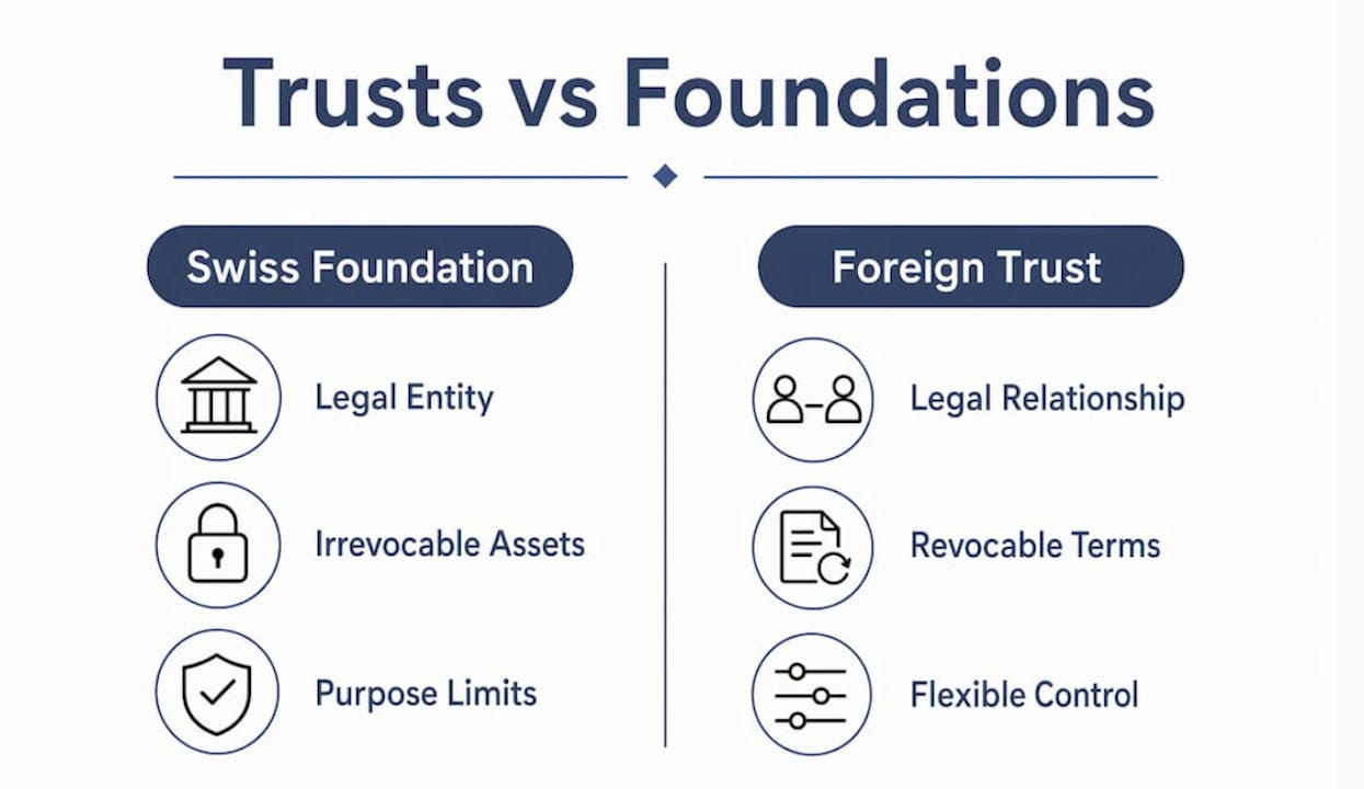 Infographic comparing trusts and foundations