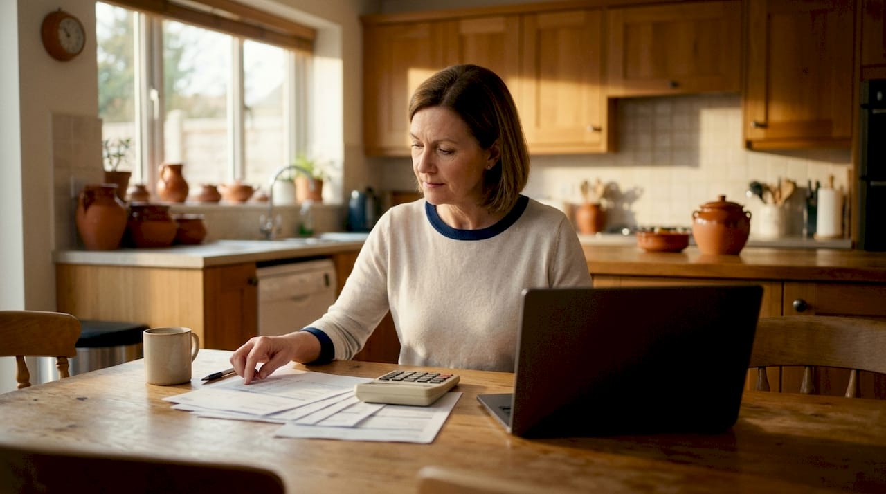 Hands reviewing pension income documents