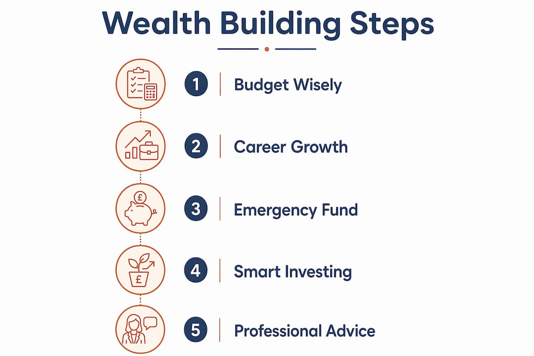 Infographic showing five key wealth steps
