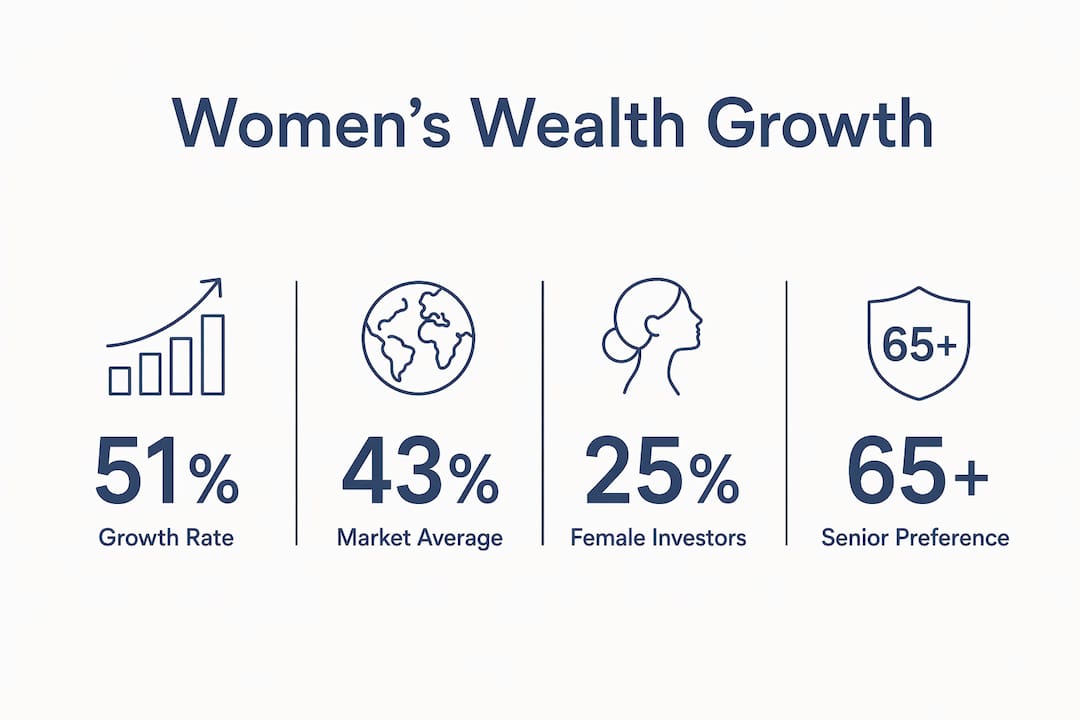 Infographic showing women's rising wealth statistics in Switzerland