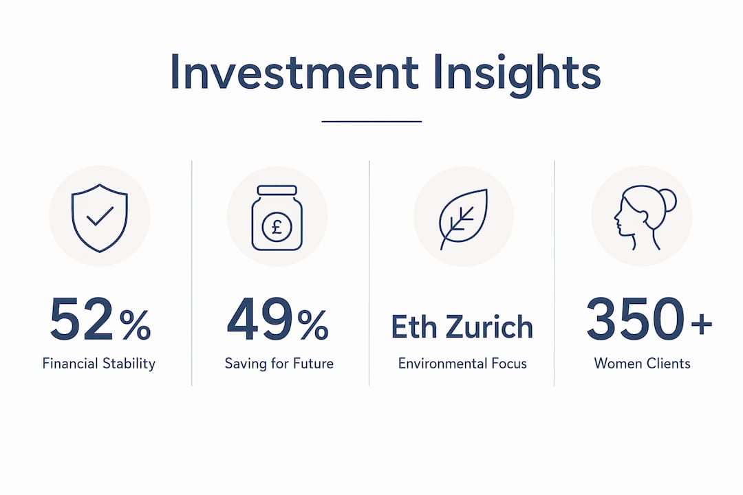 Infographic showing statistics on women's investment values