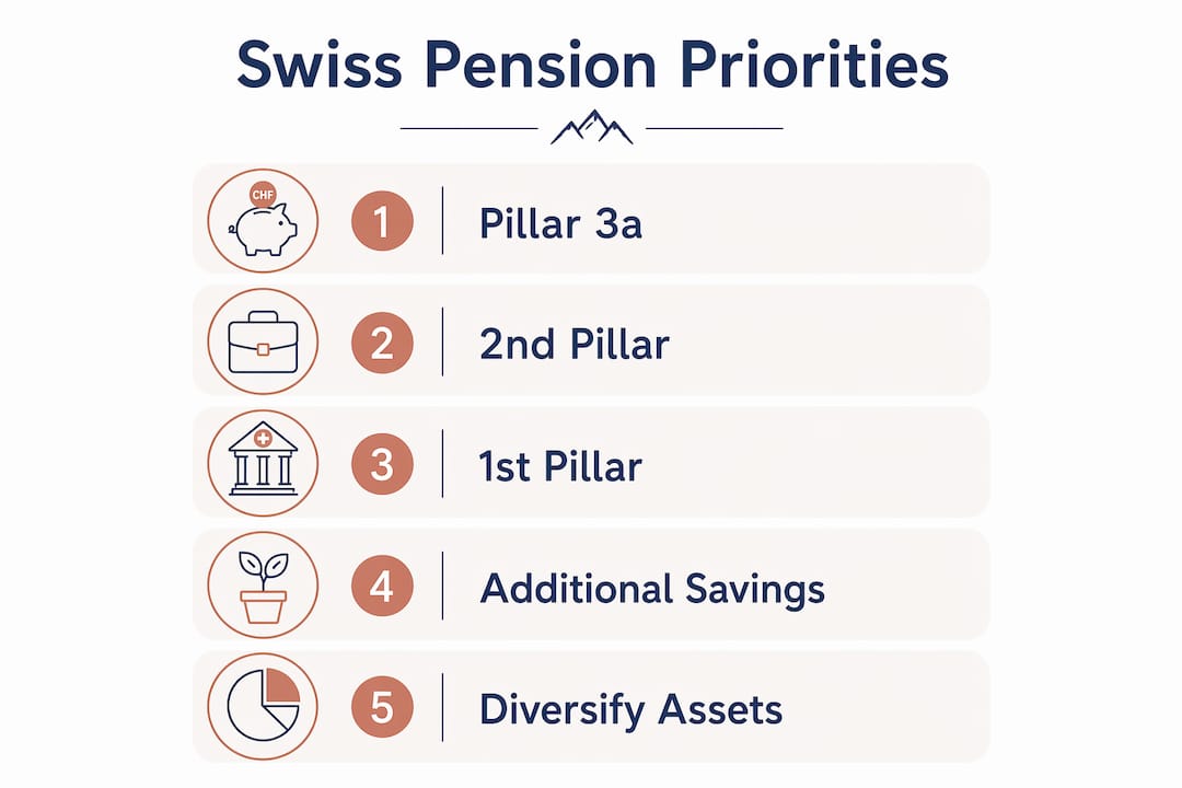 Infographic showing Swiss pension investment priorities