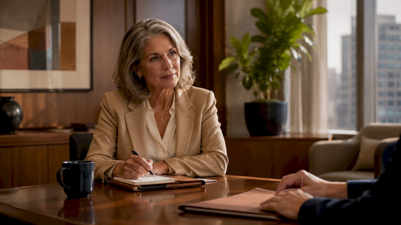 Quiet financial advisor consultation from above