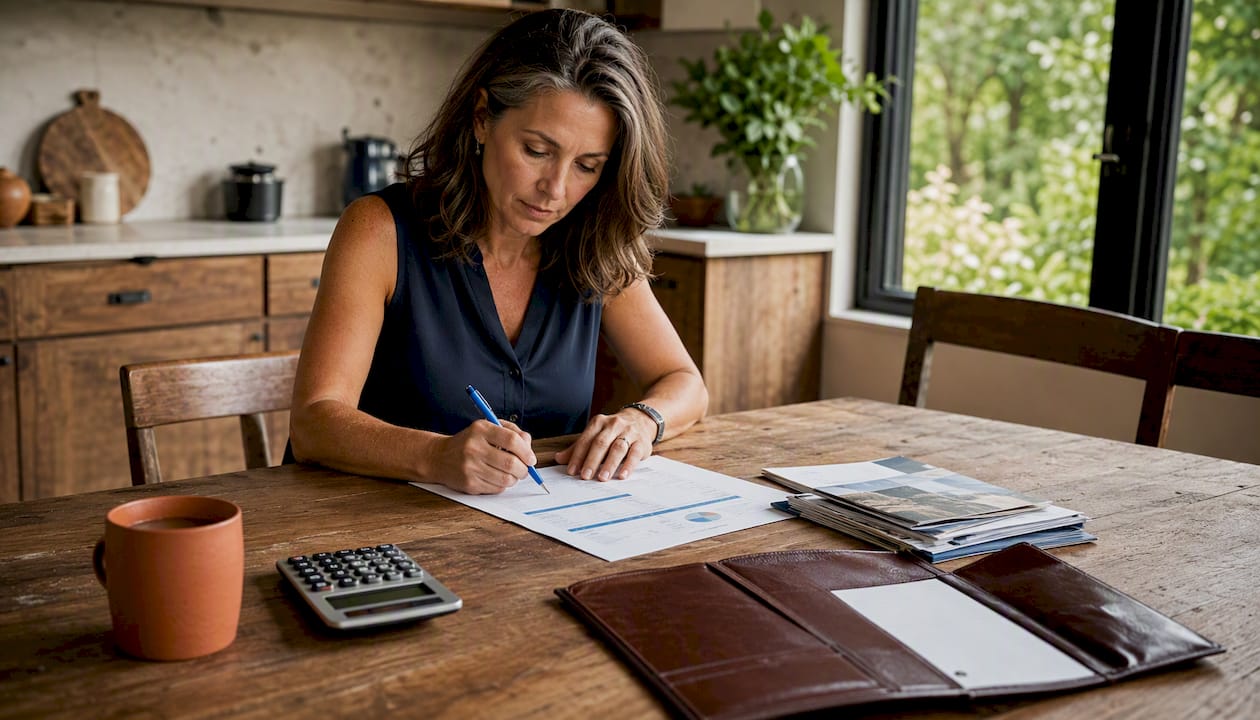 Hands writing investment allocation on paperwork