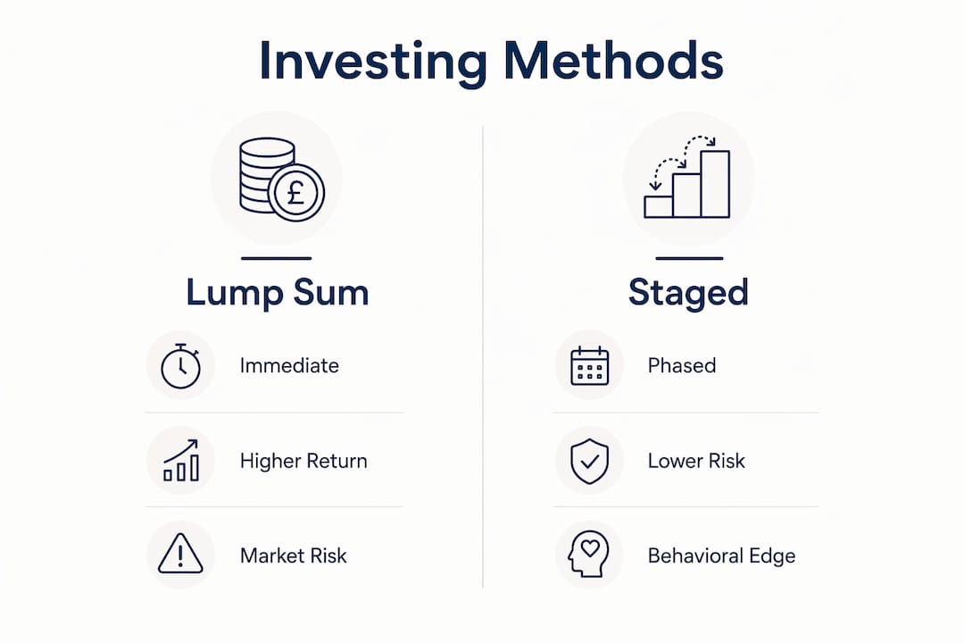 Infographic comparing lump sum and staged investing