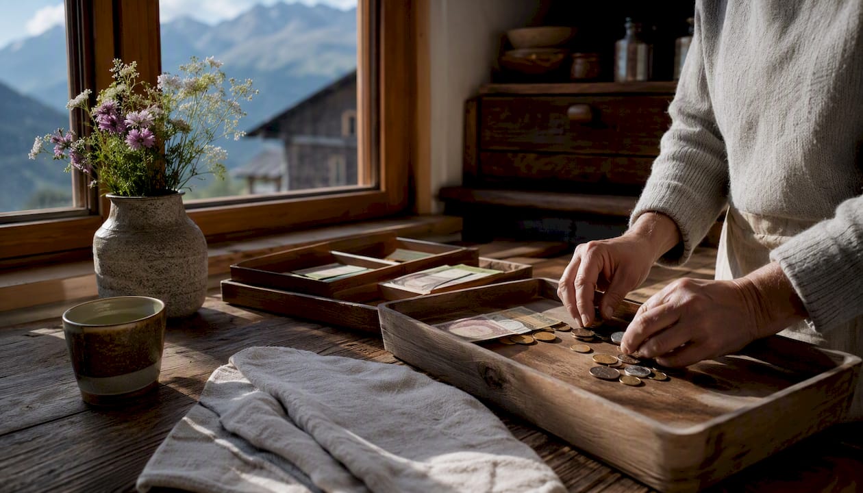 Hands sorting money for seasonal cashflow management