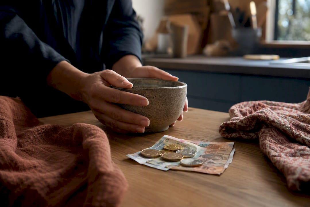 Hands setting cash liquidity buffer in home