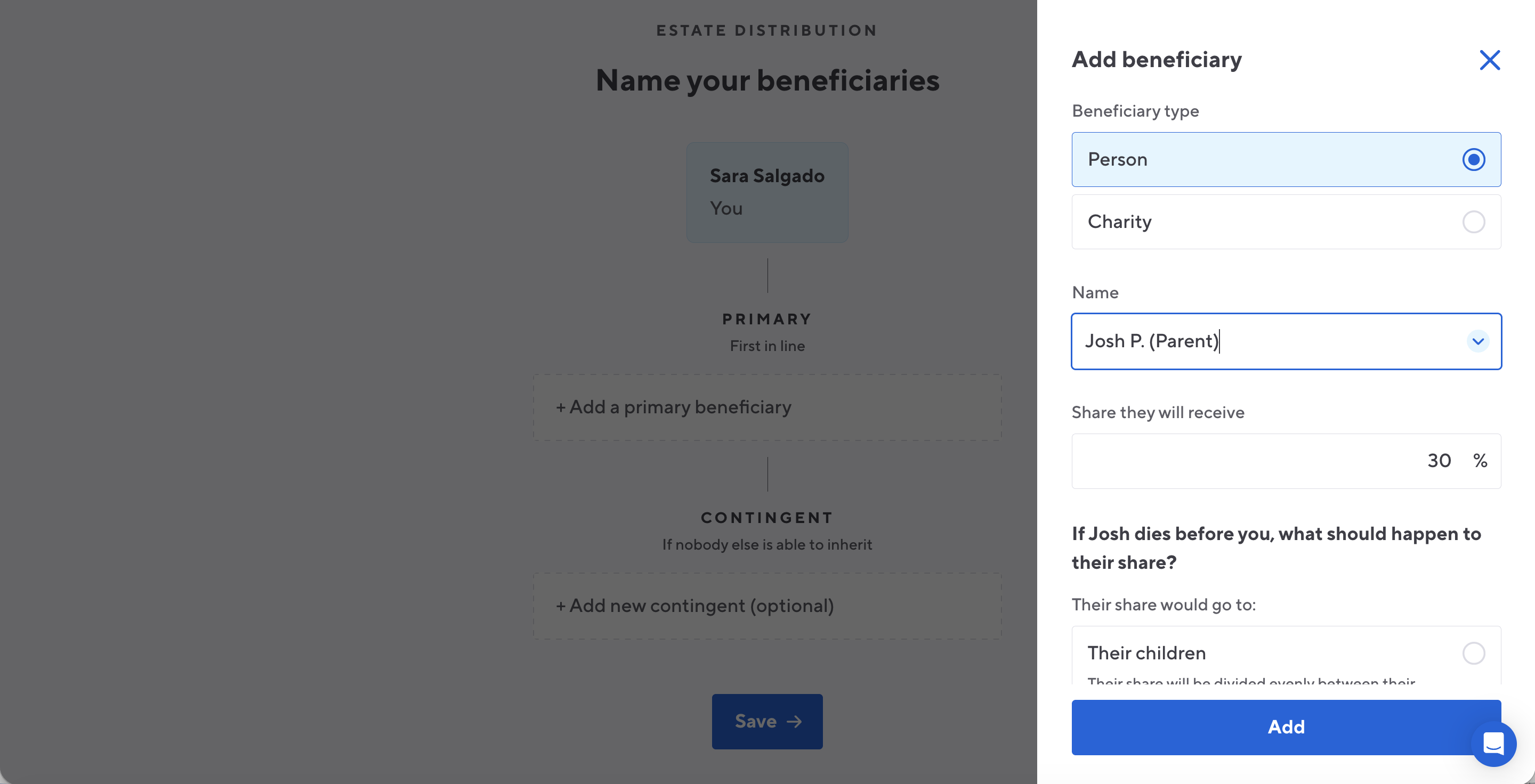 How to add a beneficiary in Willful