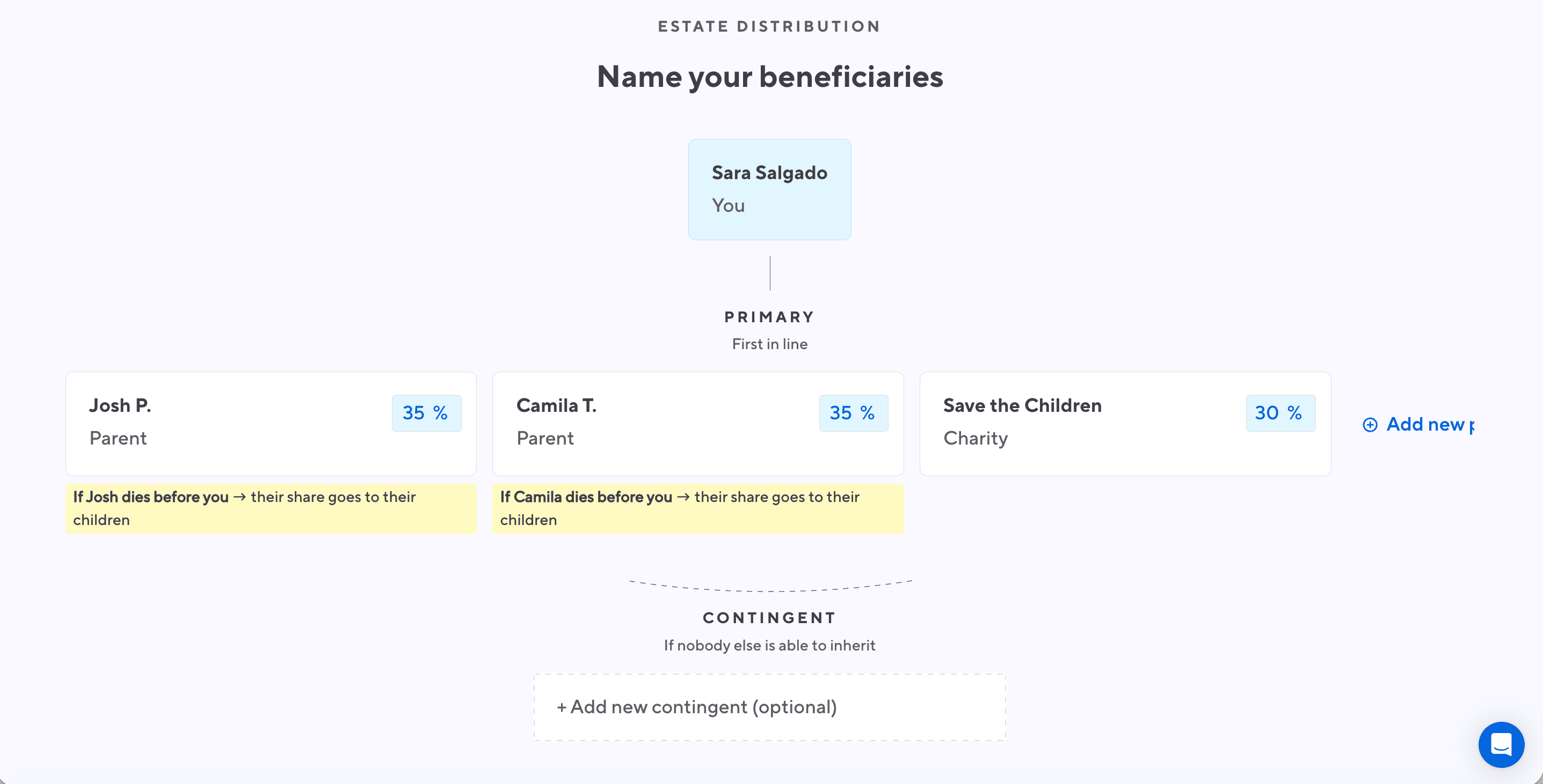 How to edit share allocations of beneficiaries - Willful will