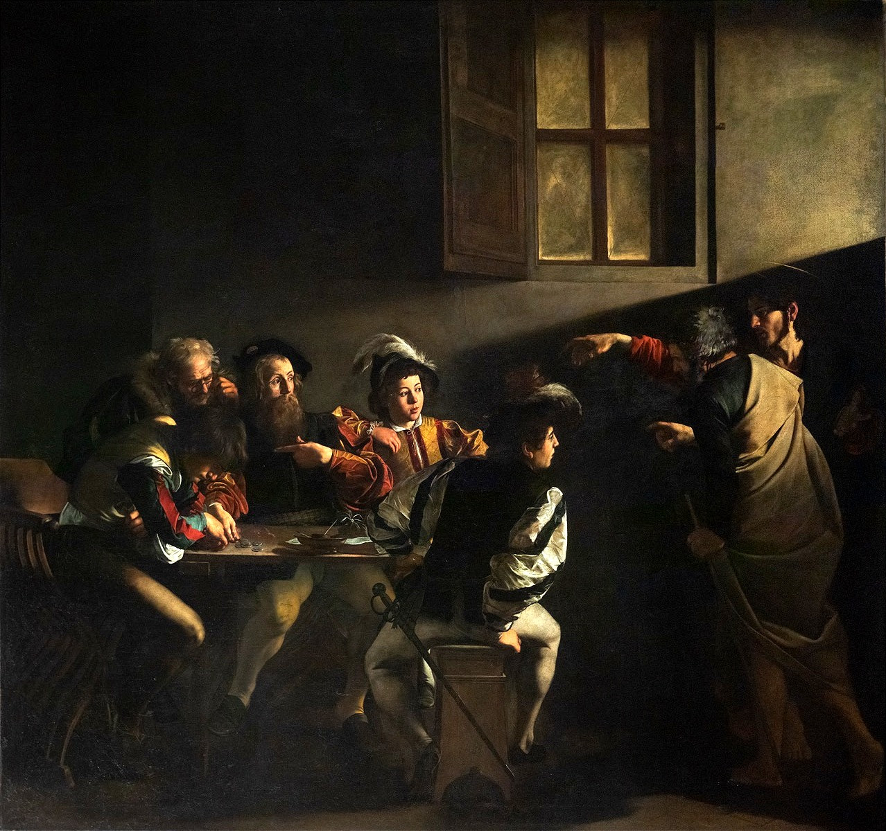 Où est Matthieu dans le tableau du Caravage ?