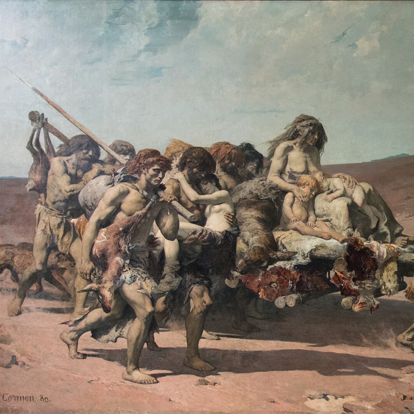Détail du tableau Caïn de Fernand Cormon : personnages tête basse, la mine défaite