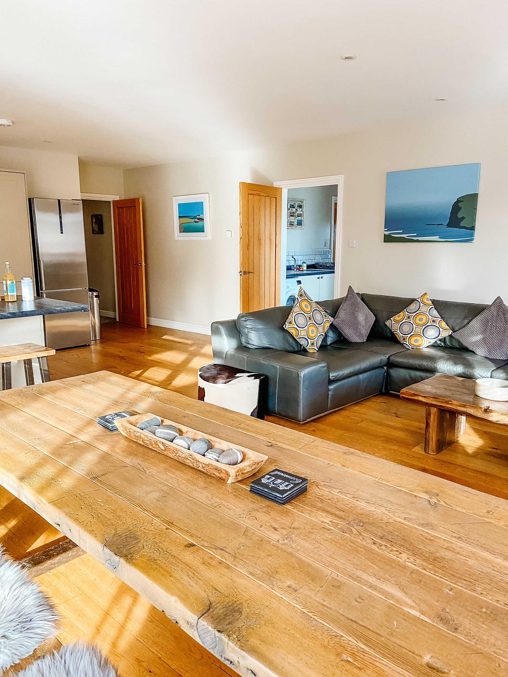 Award winning Gwelmor's open plan and spacious kitchen, lounge diner in Widemouth Bay, north Cornwall