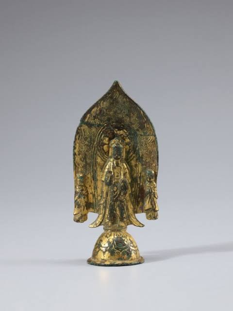 Bodhisattva Triad with a Single Halo, 6th Century, AI generated
