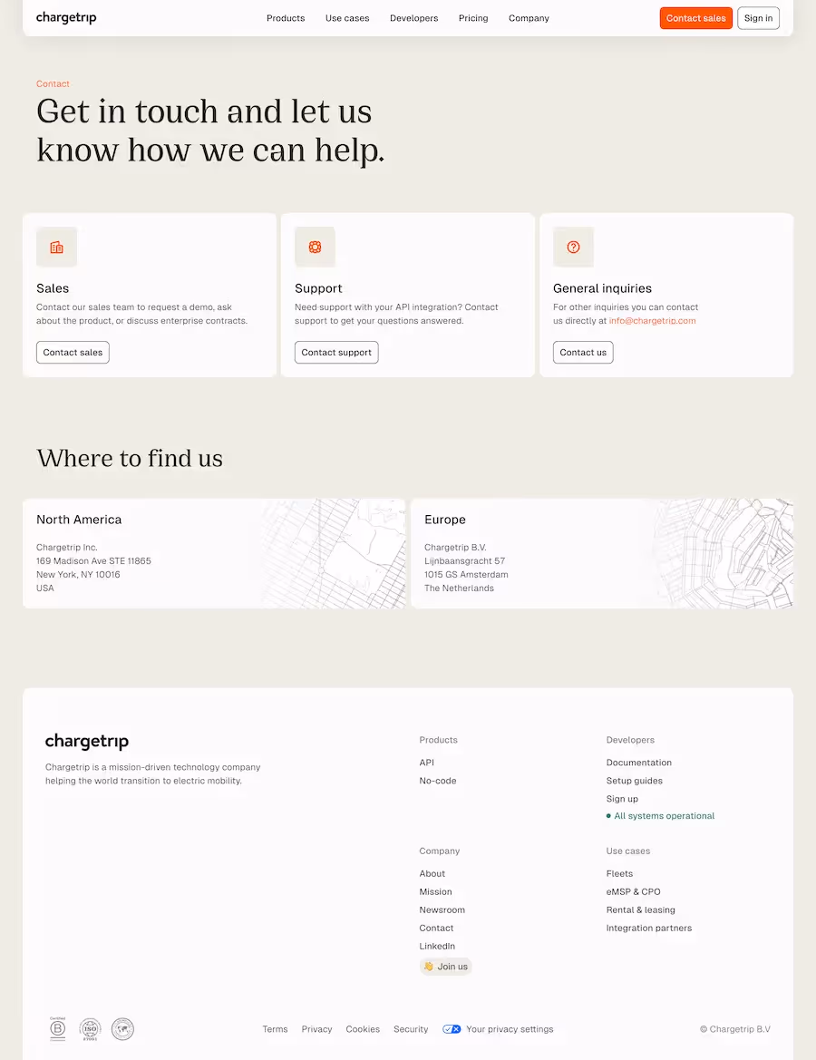 Chargetrip Contact Page