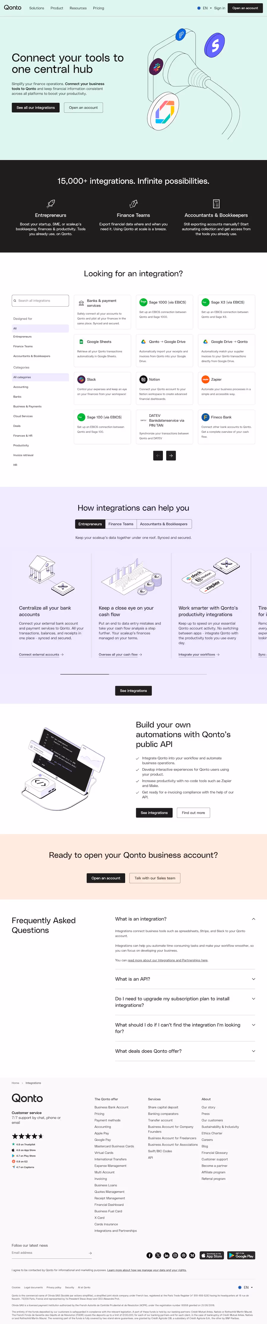 Qonto Integrations Page