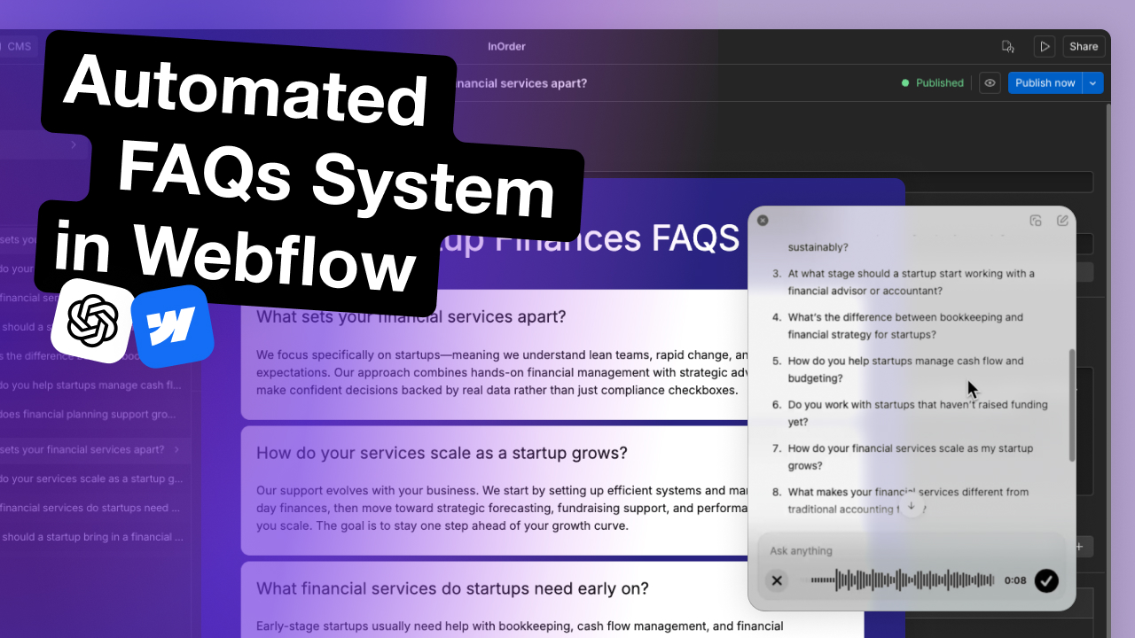 Automated FAQs System on a Webflow Website