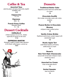 Long Beach Classic craft cocktail menu