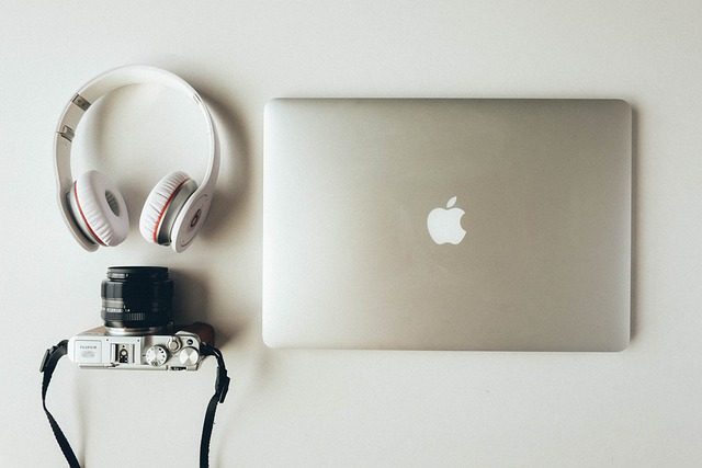 laptop, headphones, camera