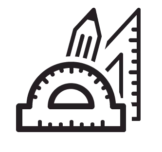 A black and white drawing of a compass.