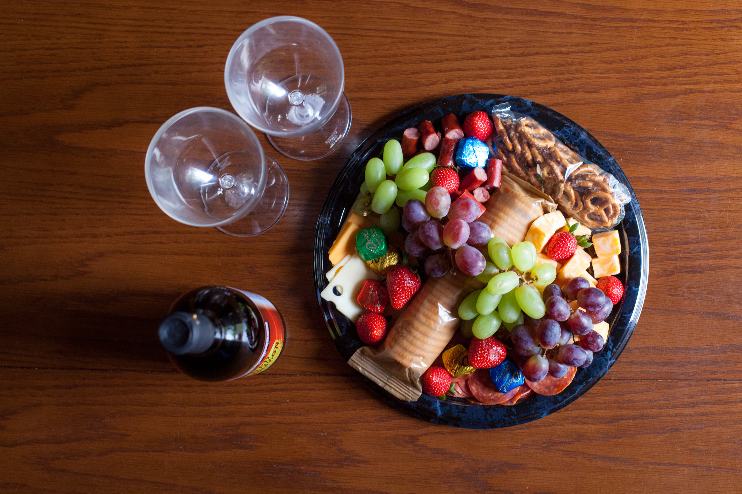 A wine and cheese platter add-on package.