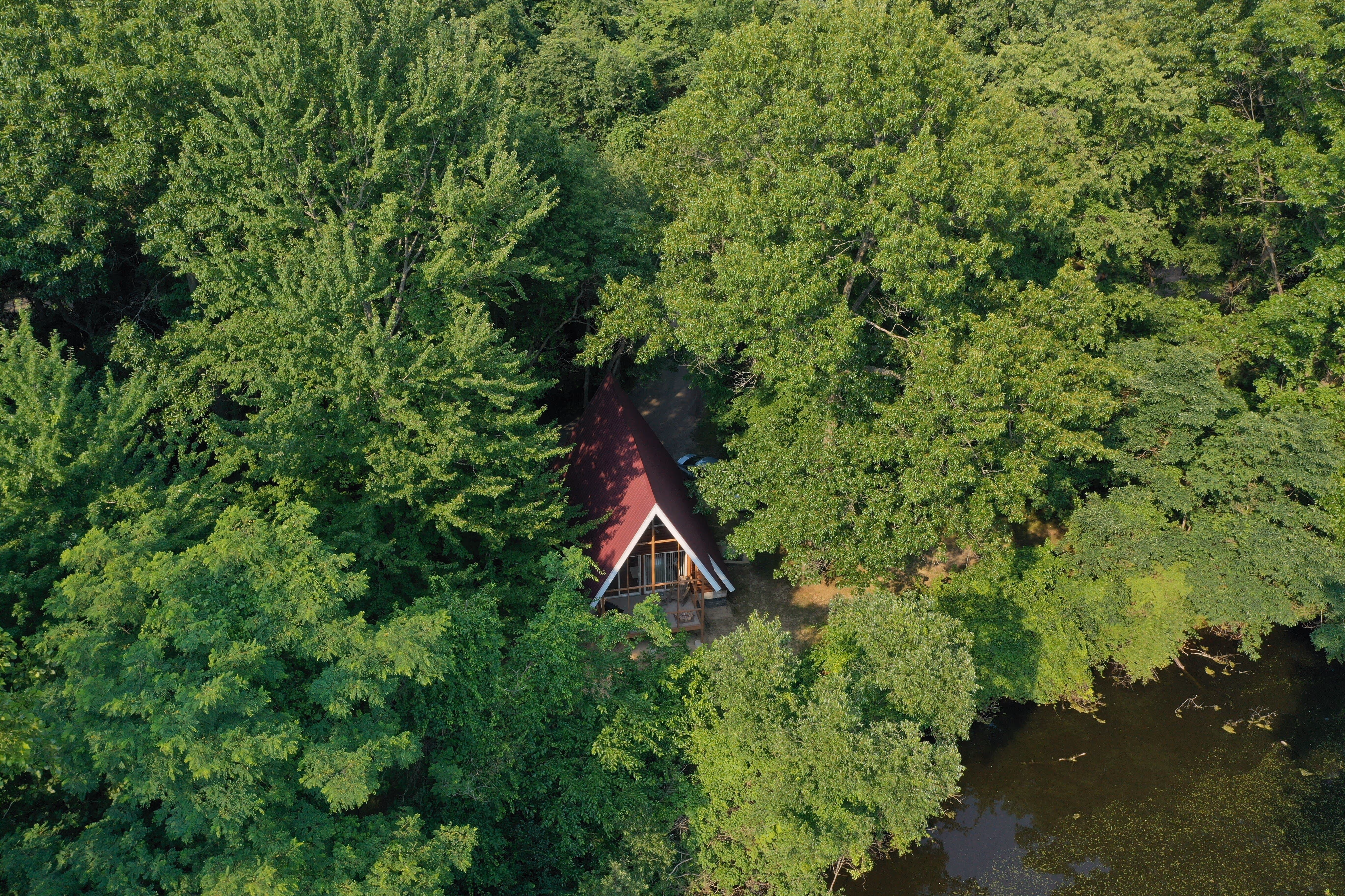 cabin six a-frame secluded channel view