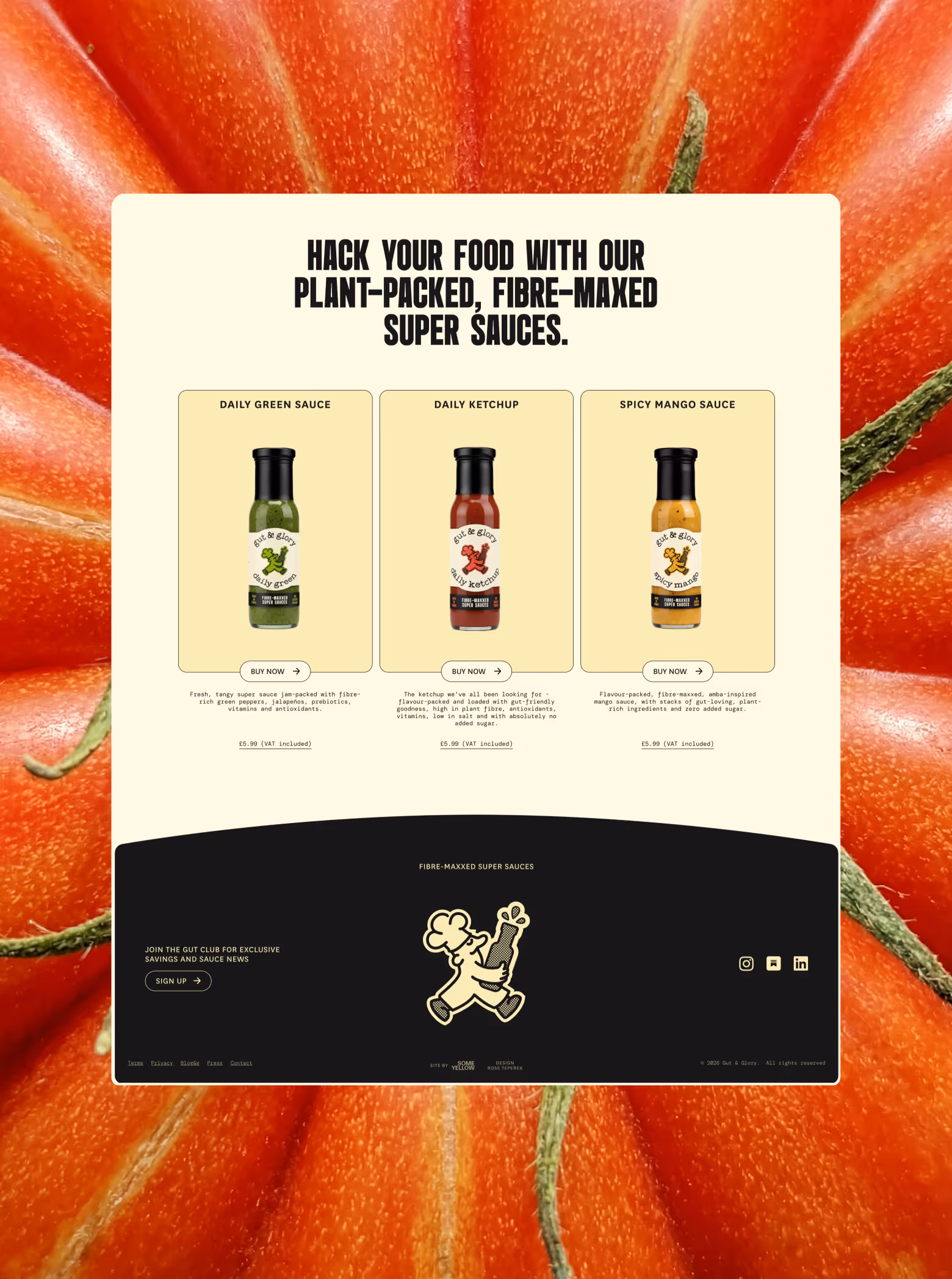 Gut and Glory ecommerce design layout