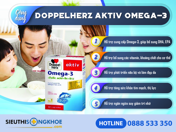 Doppelherz Aktiv Omega 3 [Chính Hãng]{245.000vnđ}- Giúp Khỏe Não Bộ