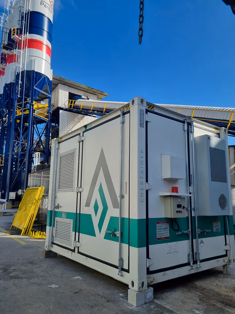 Ampd Energy Enertainer ESS unit on a construction site