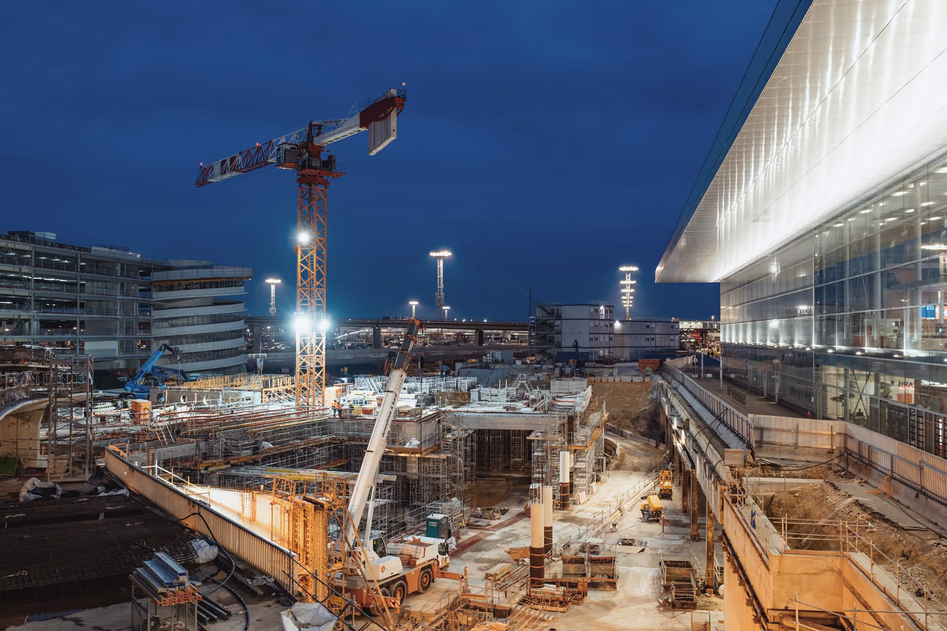 Construction site at night