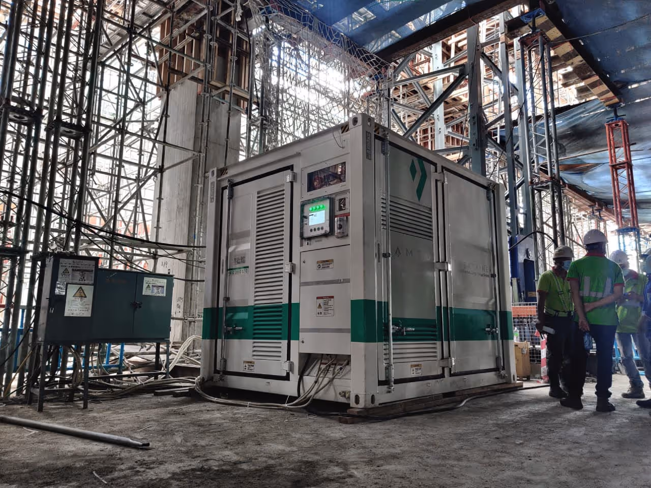 Enertainer at a building construction site