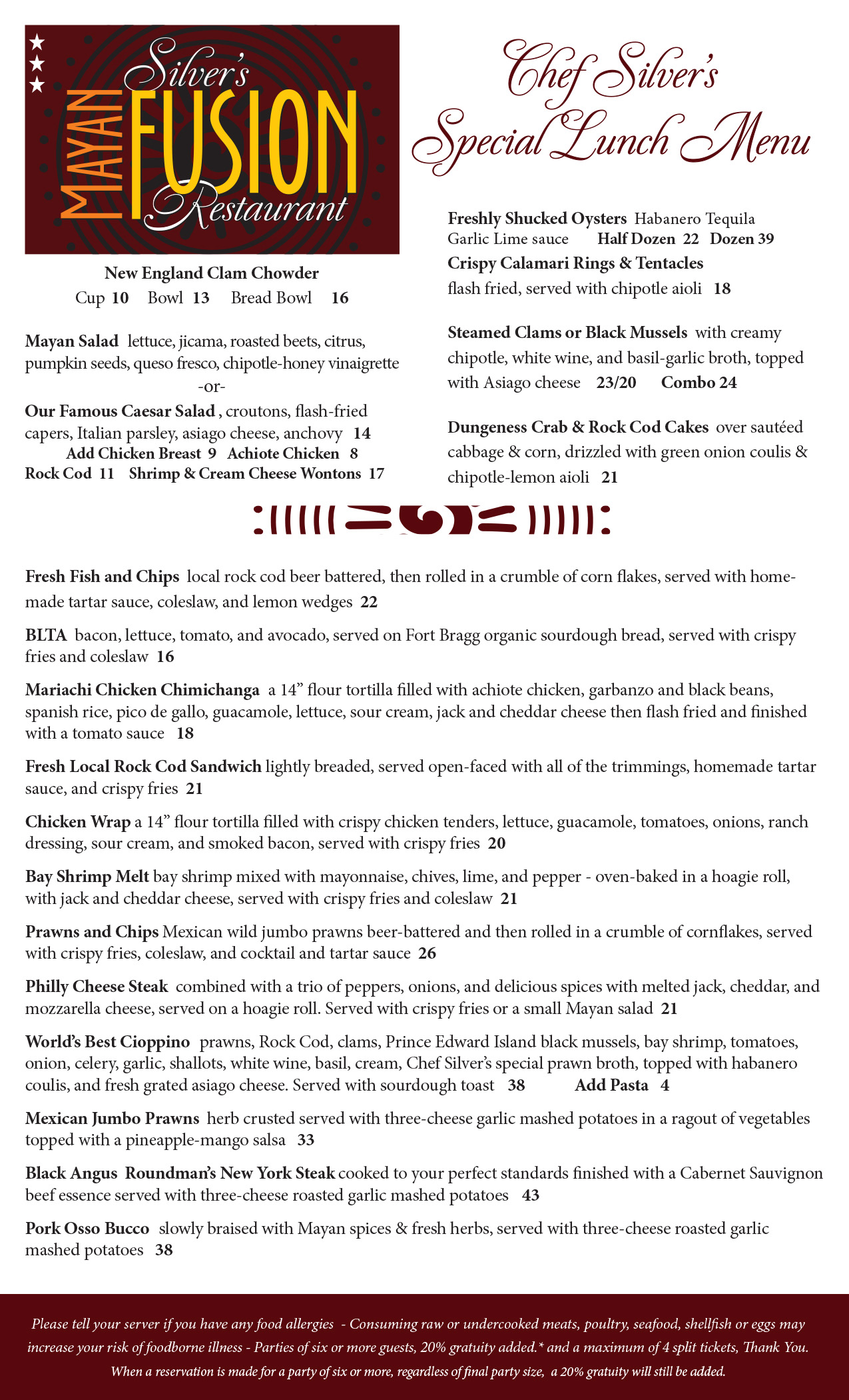 Lunch Menu Page 2