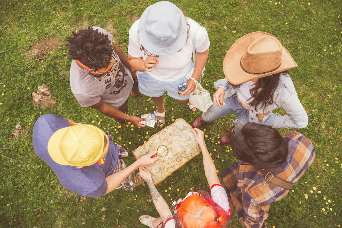 Friends looking at a map