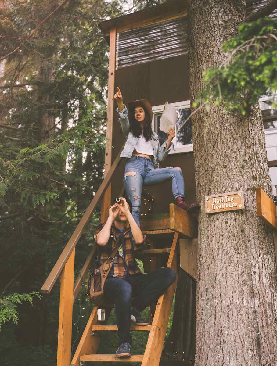 Climbing a treehouse ladder