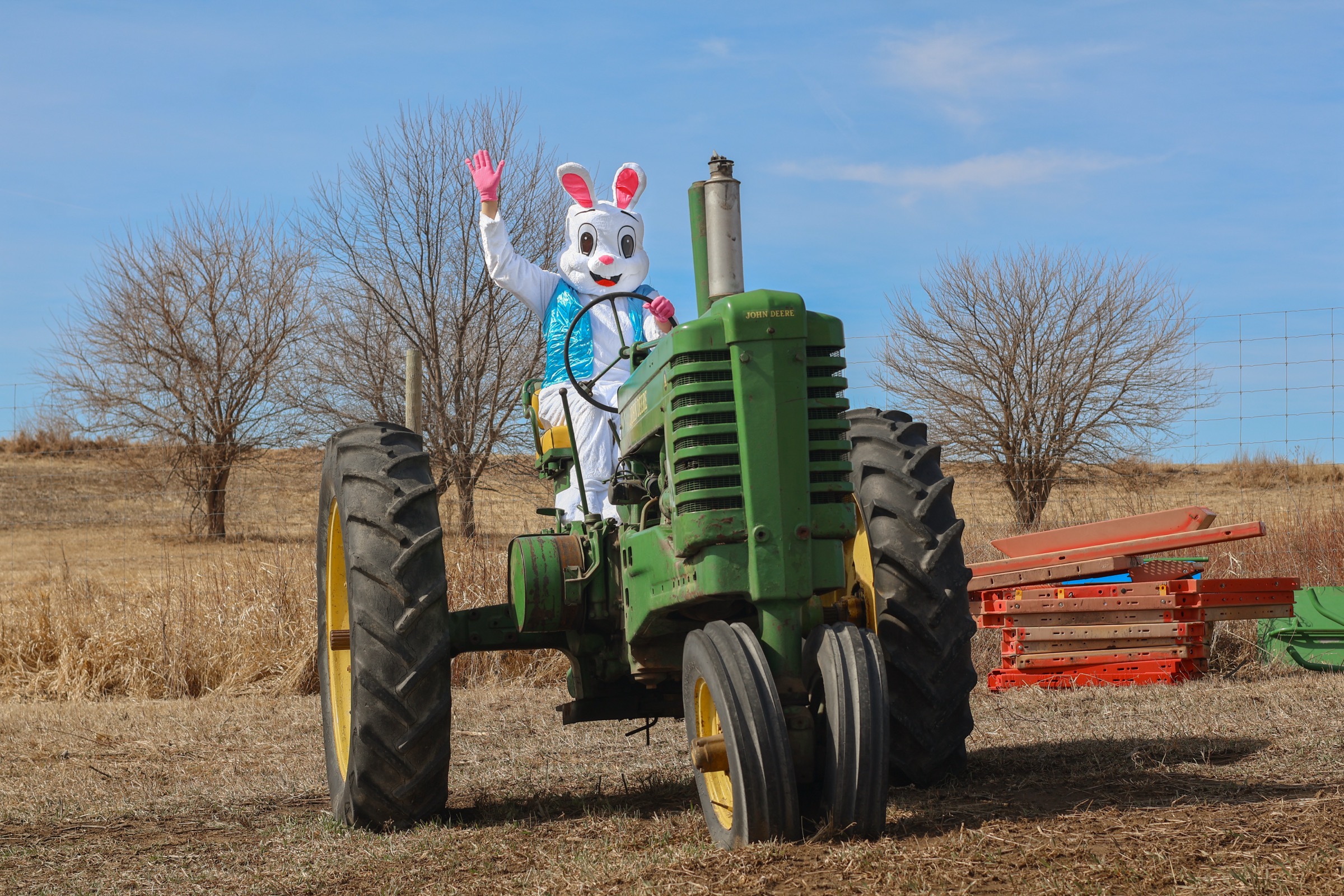 Easter on the farm — tractor and play barn