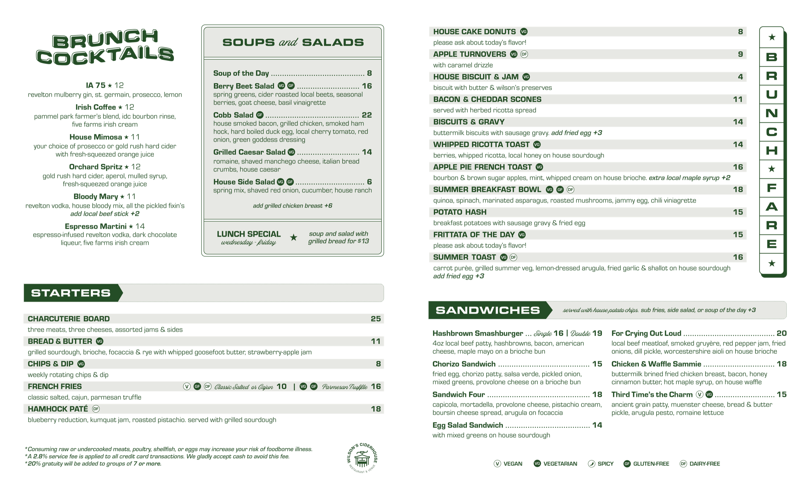 Wilson's Ciderhouse Des Moines brunch menu page 2