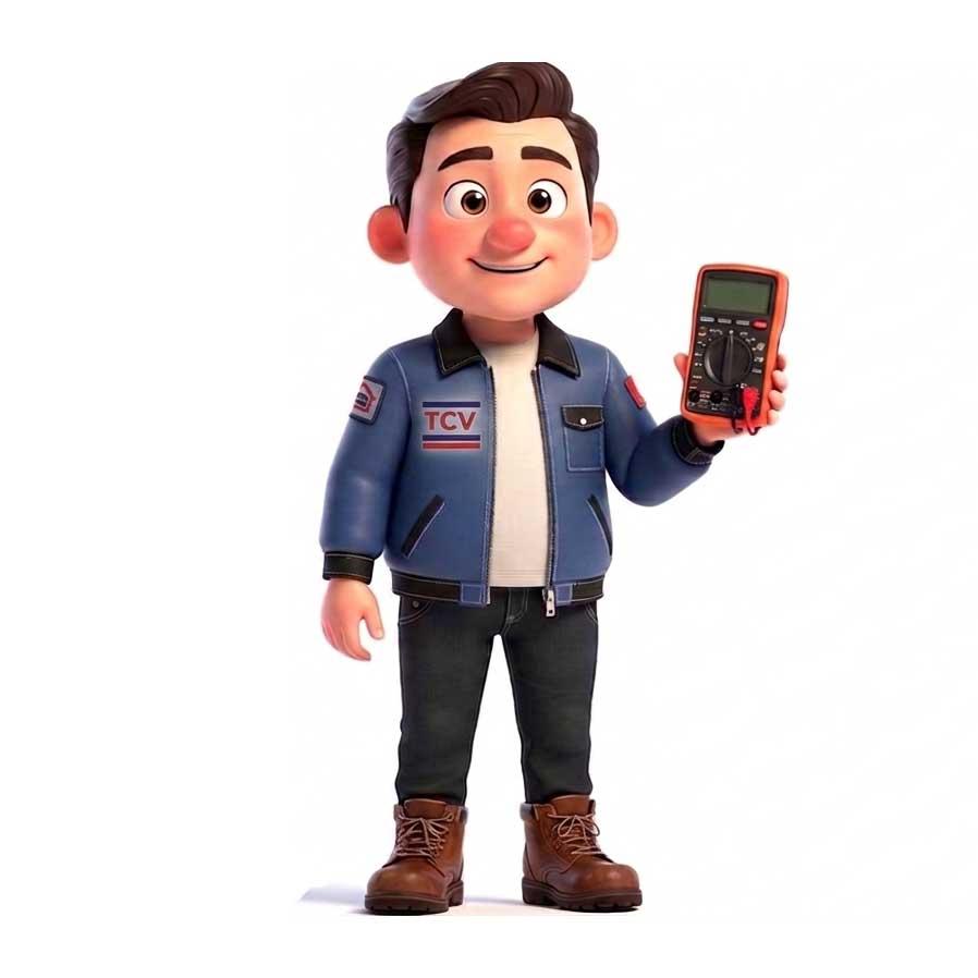 TCV medewerker met multimeter in zijn hand