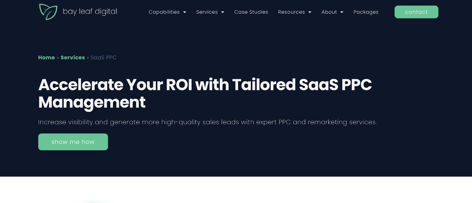 Bay Leaf Digital PPC Management page